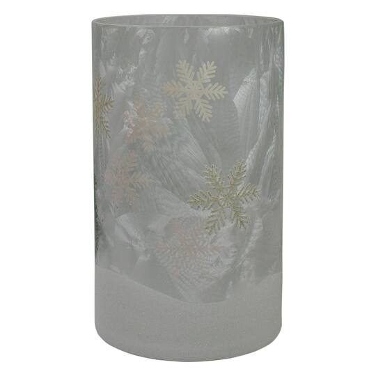 10" Winter Deer Flameless Glass Christmas Candle Holder